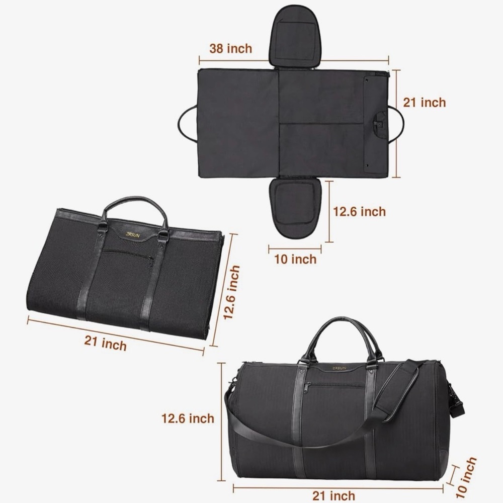 JENNI 3-in-1 Travel Garment Bag Duffel 50L Carry-On Suit Bag w/ Shoe Compartment - Picture 7 of 13